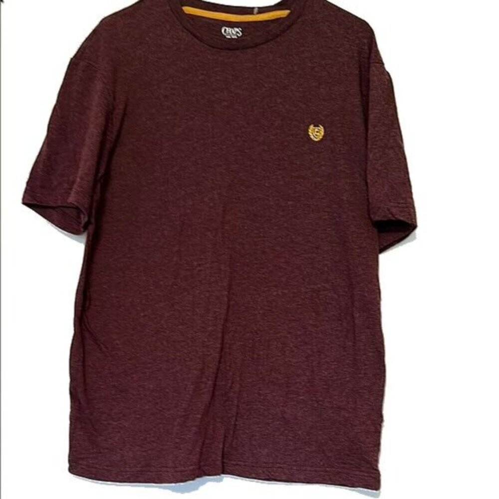 Chaps Burgundy Short Sleeve T-Shirt Men’s – Casual Crew Neck Tee (LARGE)